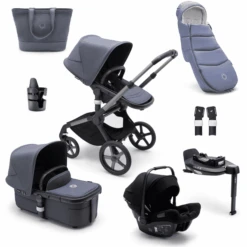 Bugaboo Passeggino Trio 3 In 1 Fox 5 Set Nascita, Grafite/blu Tempesta