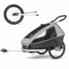 CROOZER Rimorchio Per Biciclette Kid Keeke 1 Stone Grey, Incluso Set Jogger