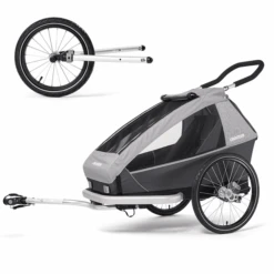 CROOZER Rimorchio Per Biciclette Kid Keeke 1 Stone Grey, Incluso Set Jogger