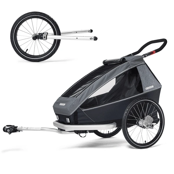 CROOZER Rimorchio Per Biciclette Kid Vaaya 1 Graphite Blue, Incl. Set Jogger 3 CROOZER Rimorchio Per Biciclette Kid Vaaya 1 Graphite Blue, Incl. Set Jogger