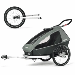 CROOZER Rimorchio Per Biciclette Kid Vaaya 1 Jungle Green, Incl. Set Jogger
