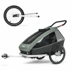 CROOZER Rimorchio Per Biciclette Kid Vaaya 2 Jungle Green, Incl. Set Jogger