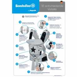 Hoppediz Marsupio Bondolino Plus Popeline Marine-grigio -Vendite Passeggino hoppediz marsupio bondolino plus popeline marine grigio a286902 2