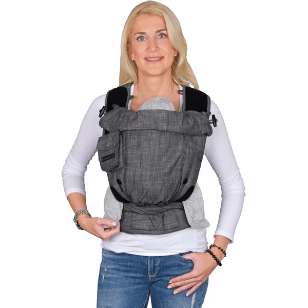 Hoppediz Marsupio Bondolino Plus Popeline One Size Denim Nero 3 Hoppediz Marsupio Bondolino Plus Popeline One Size Denim Nero